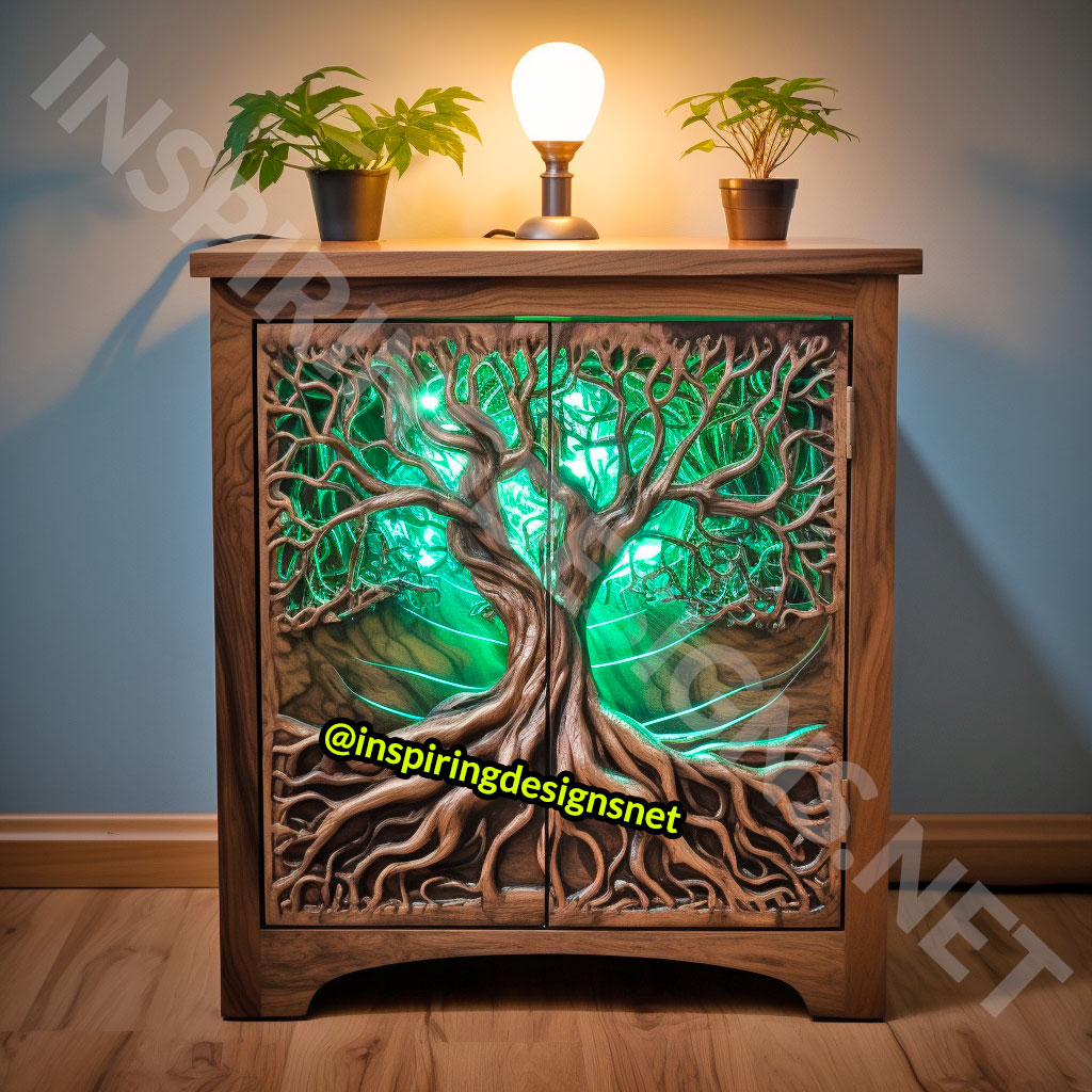 Wooden Tree Of Life Nightstands Tables