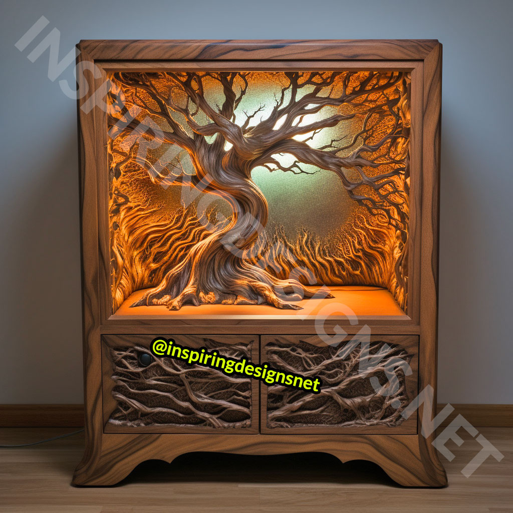 Wooden Tree Of Life Nightstands Tables