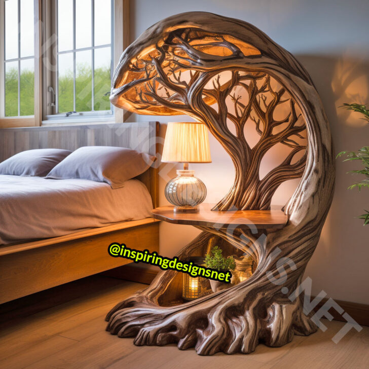 These Wooden Tree Of Life Nightstand Tables Illuminate Your Bedroom ...