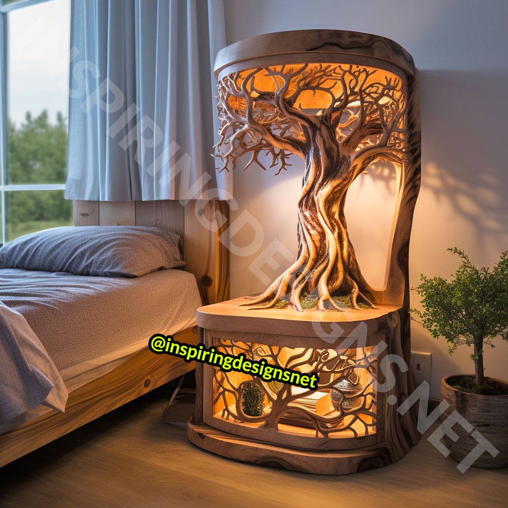 Wooden Tree Of Life Nightstands Tables