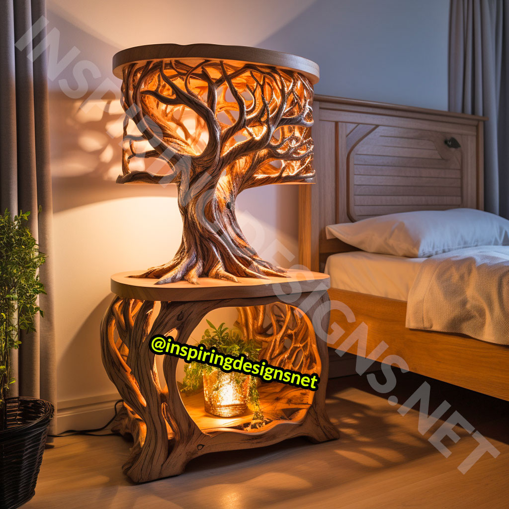 Wooden Tree Of Life Nightstands Tables