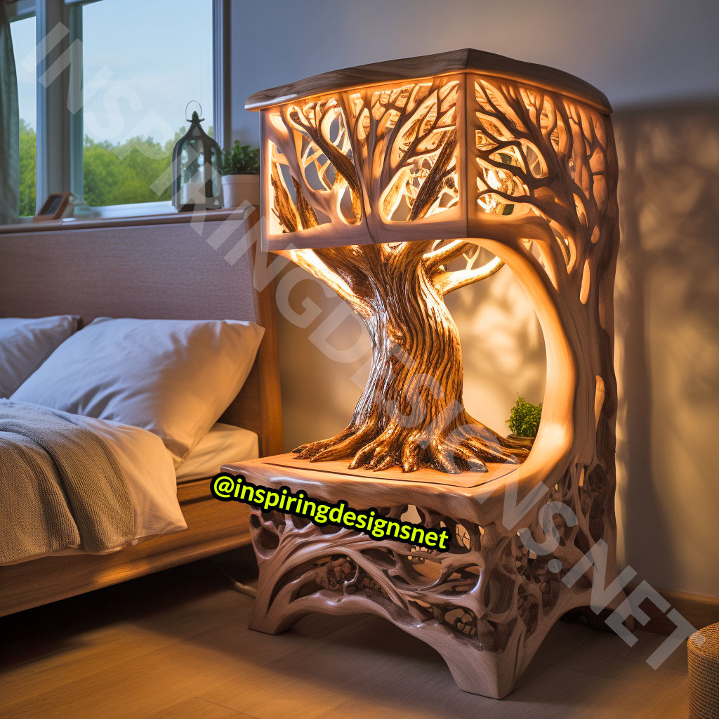 Wooden Tree Of Life Nightstands Tables