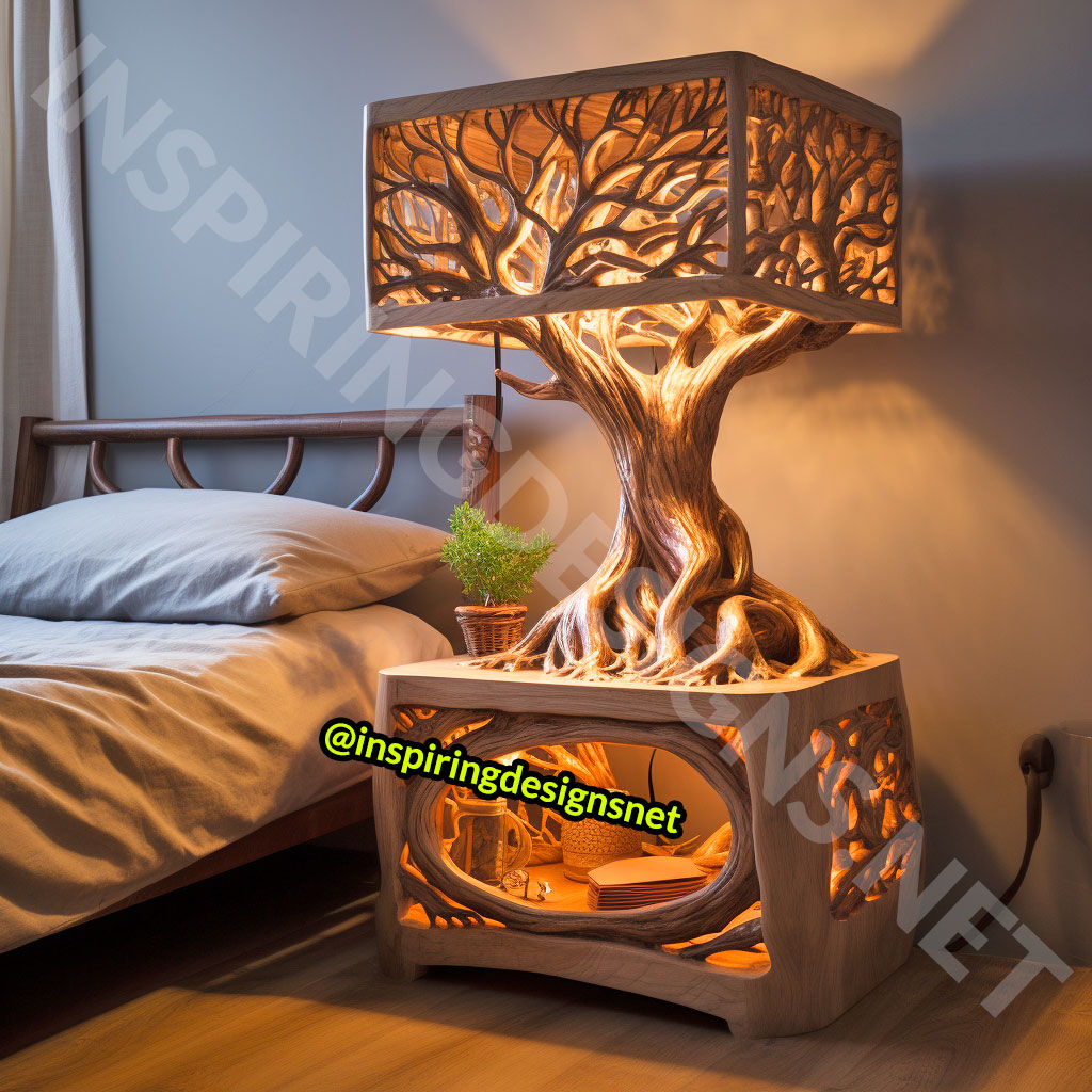 Wooden Tree Of Life Nightstands Tables