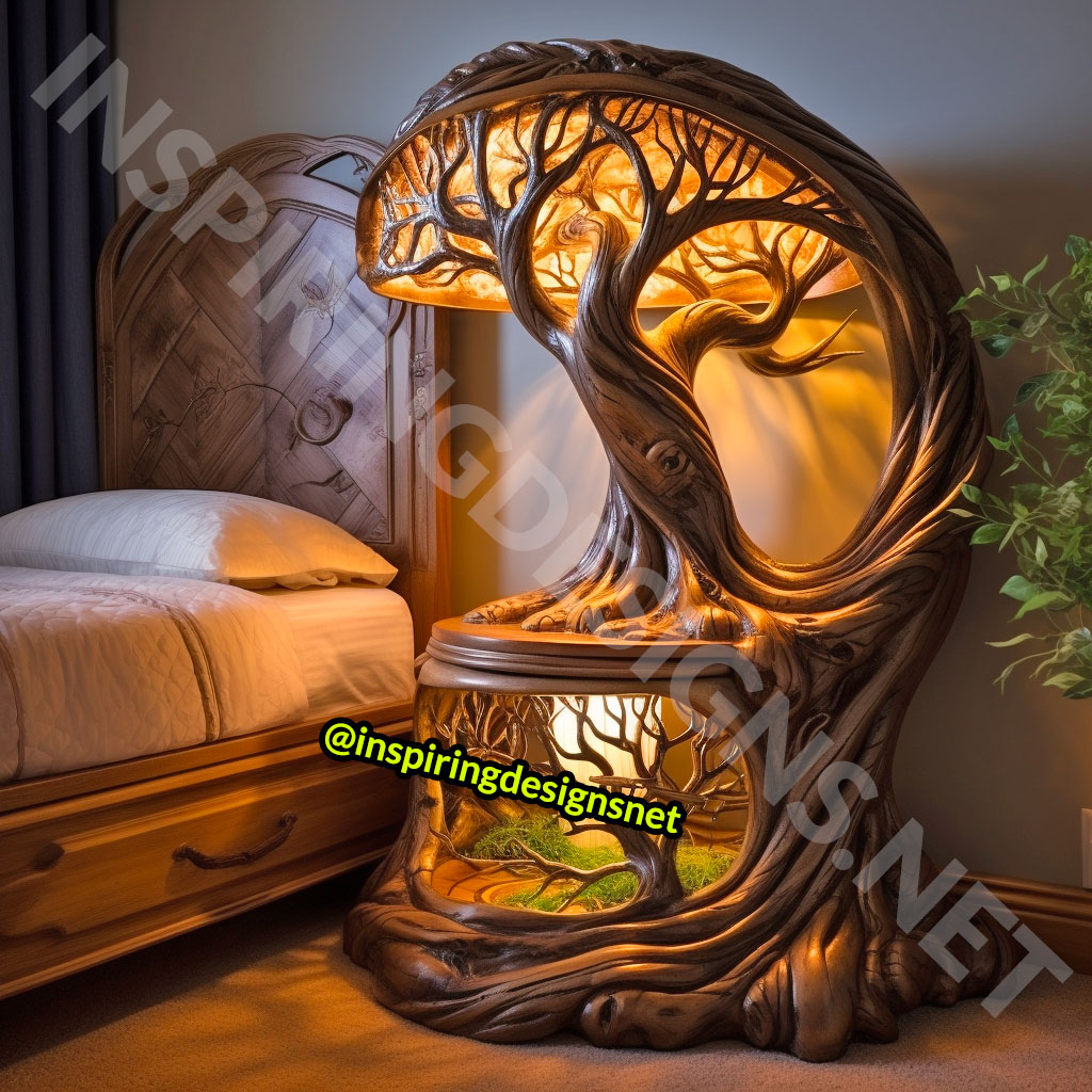 Wooden Tree Of Life Nightstands Tables