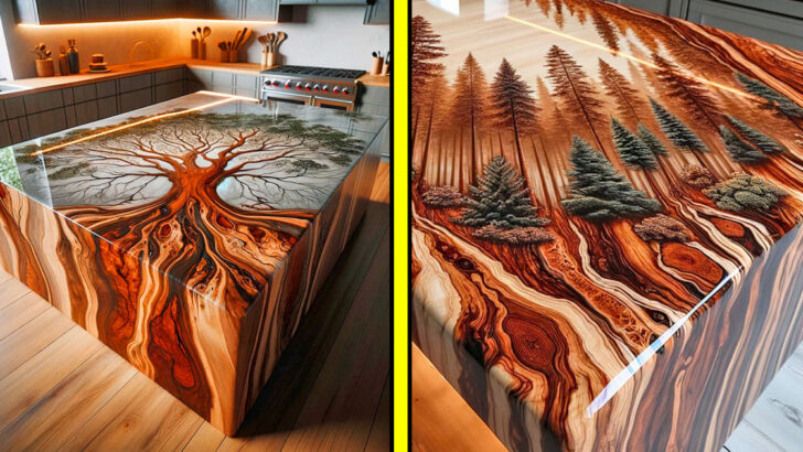 These Incredible Wood and Epoxy Kitchen Islands Feature Stunning Designs on The Surface