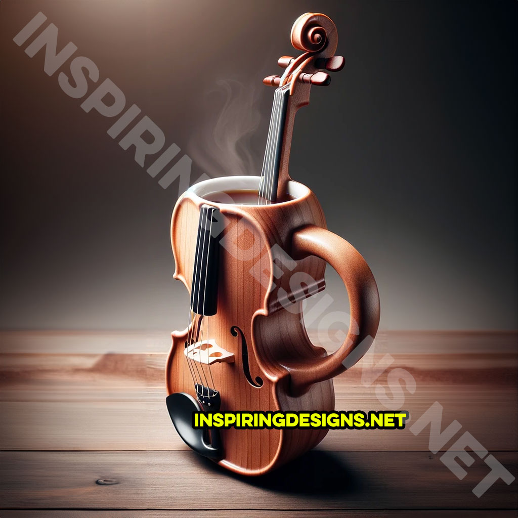 Playable cello shaped coffee mug