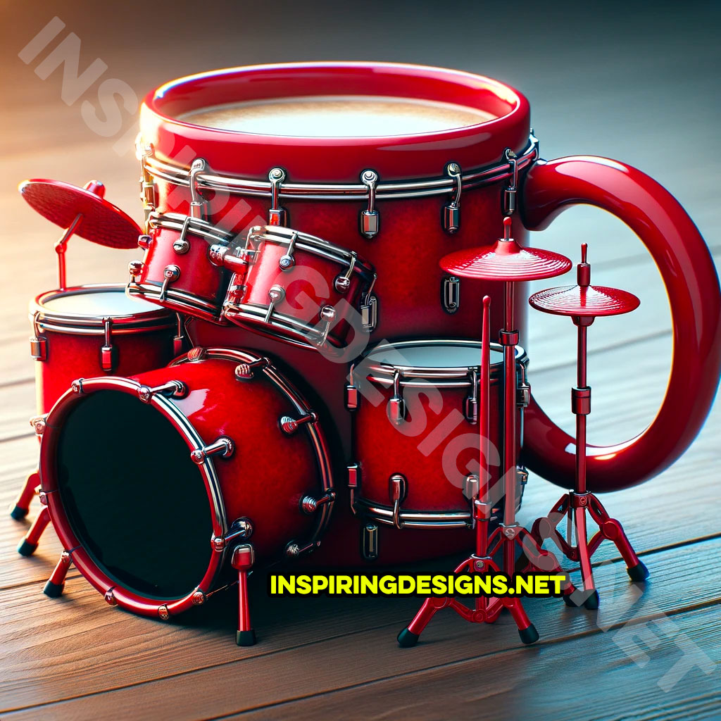 Playable drum set shaped coffee mug