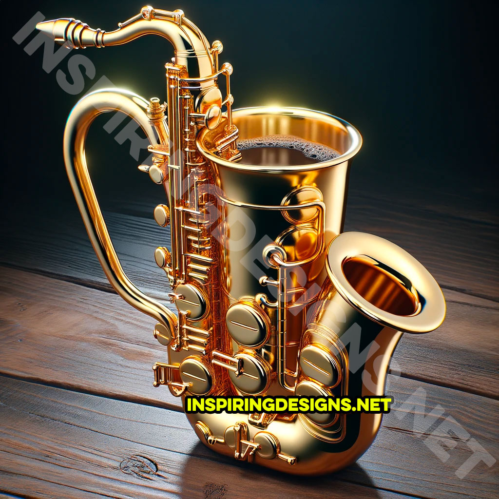 Playable saxophone shaped coffee mug