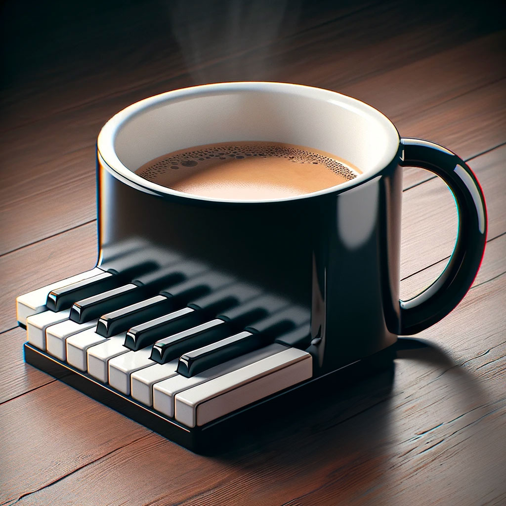 Playable piano shaped coffee mug