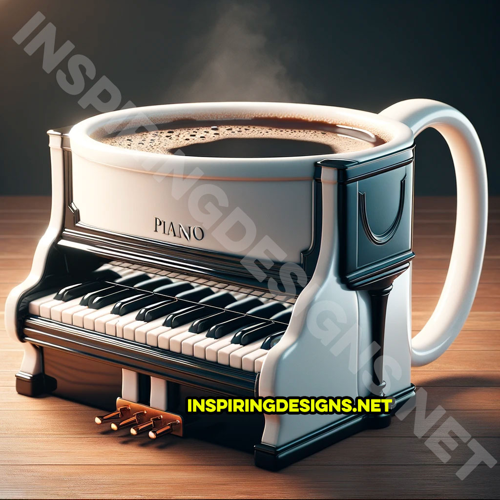 Playable piano shaped coffee mug