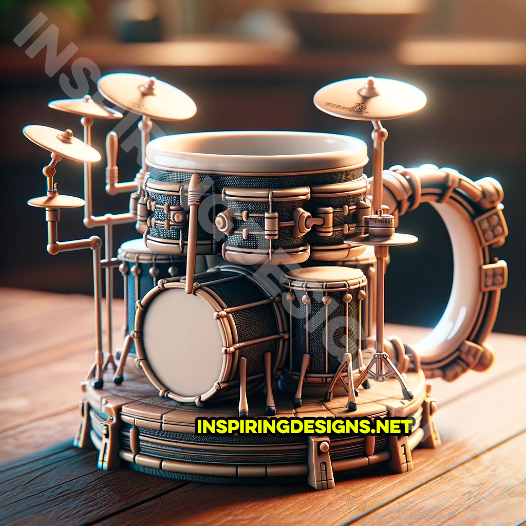 Playable drum sets shaped coffee mug