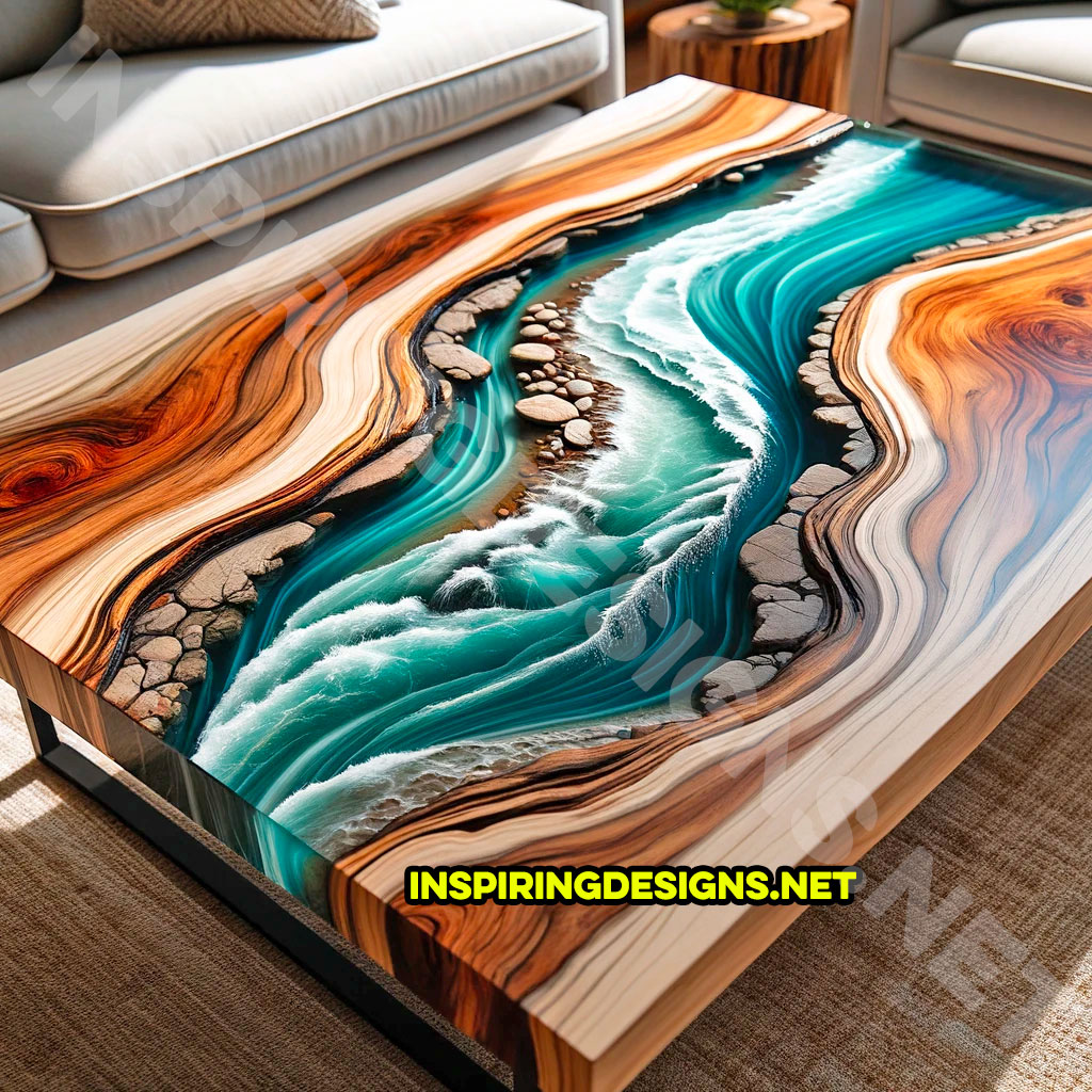 Wood and Epoxy River Tables