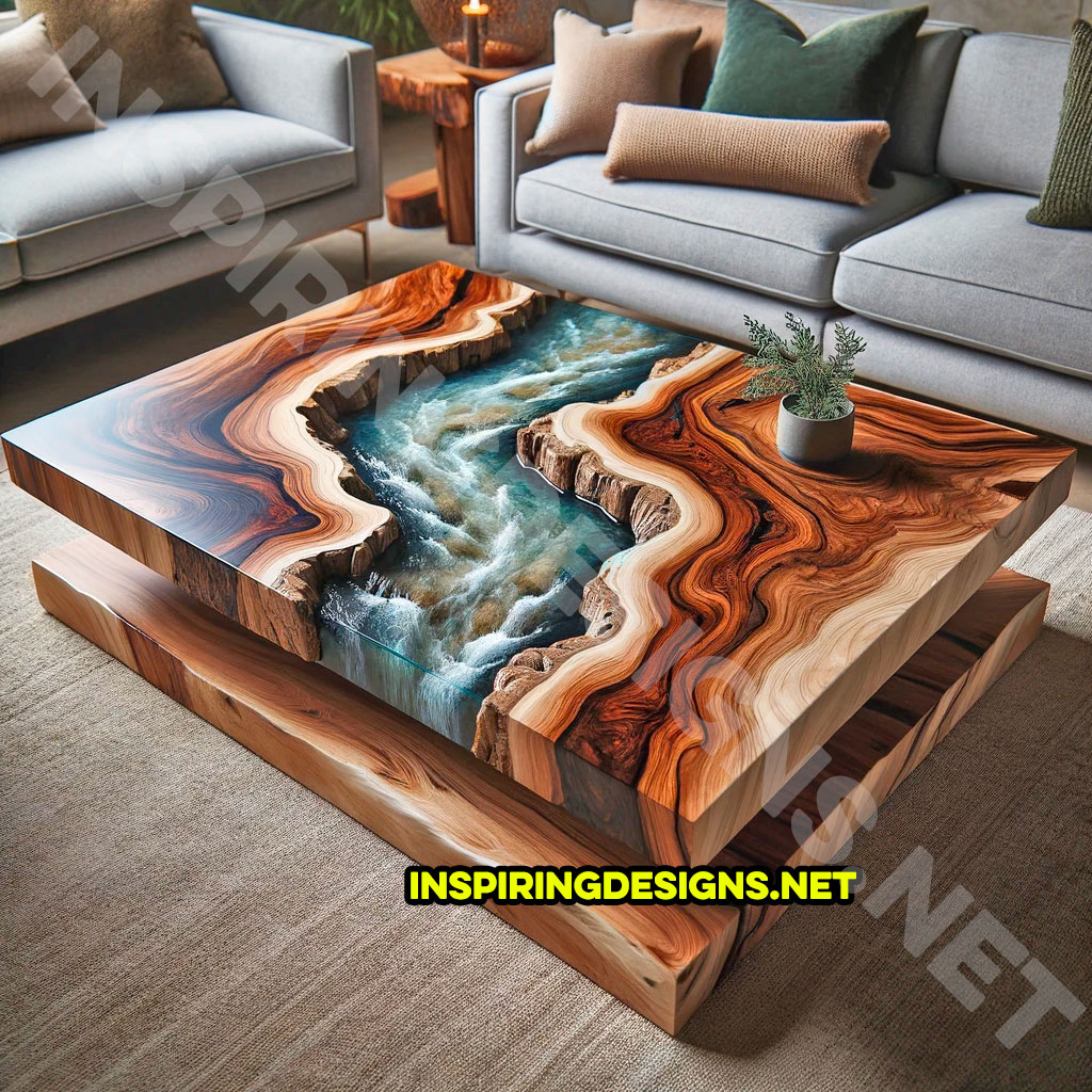 Wood and Epoxy River Tables