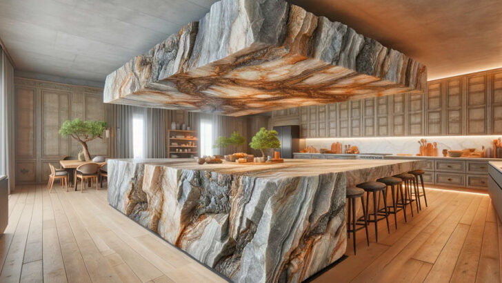 These Raw Stone Kitchen Islands Are The Ultimate Fusion of Function and Earthy Elegance