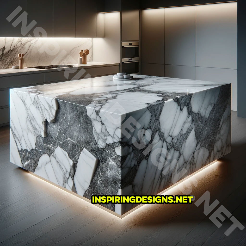 Giant raw stone kitchen islands