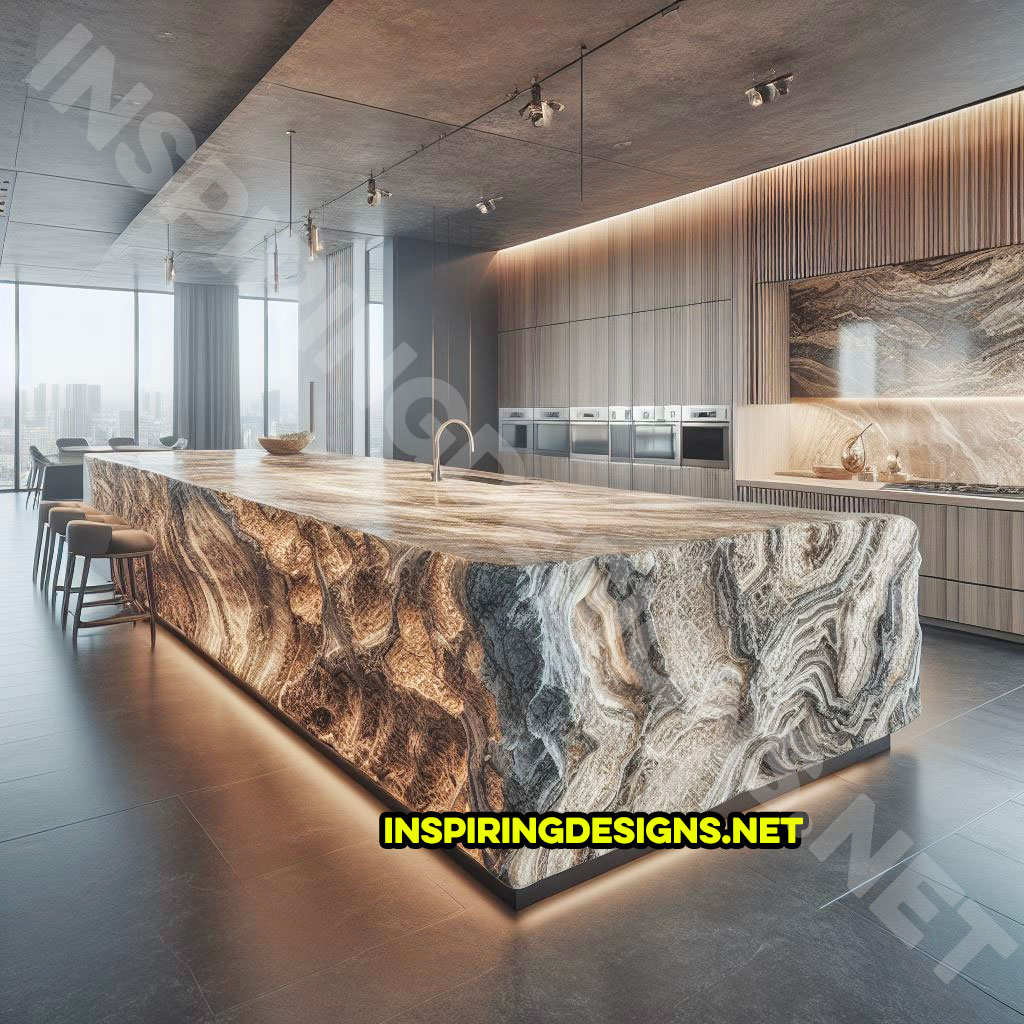 Giant raw stone kitchen islands