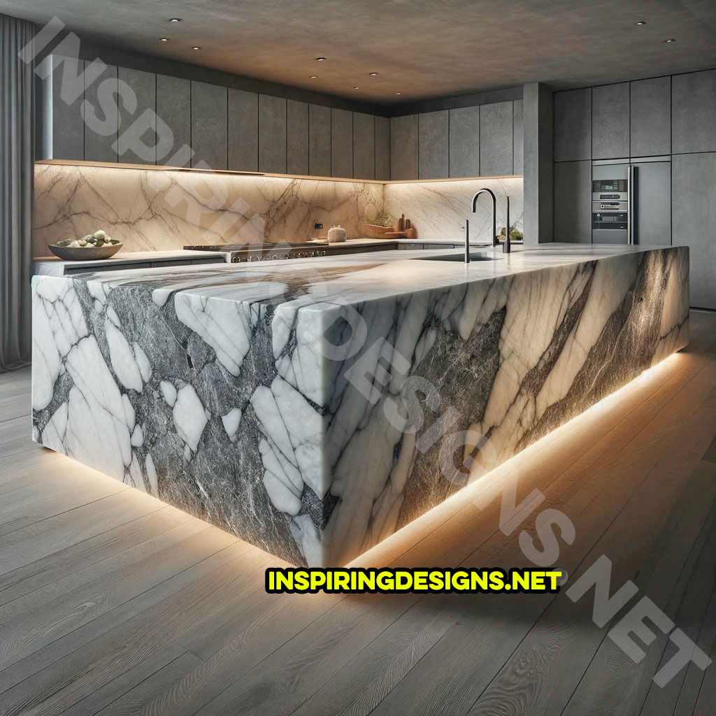 Giant raw stone kitchen islands