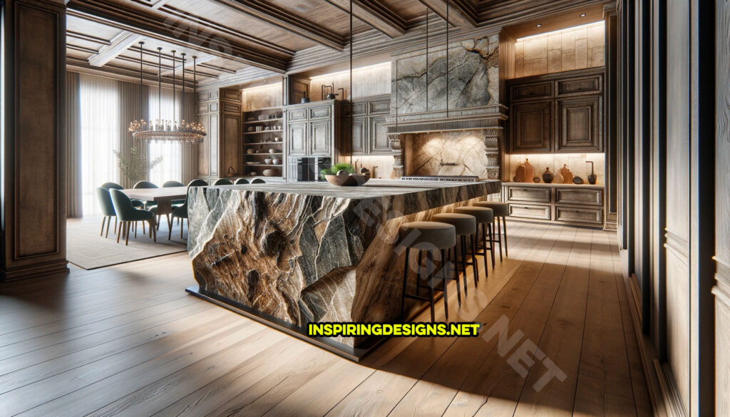 Giant raw stone kitchen islands