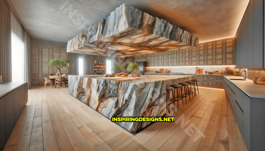 Giant raw stone kitchen islands