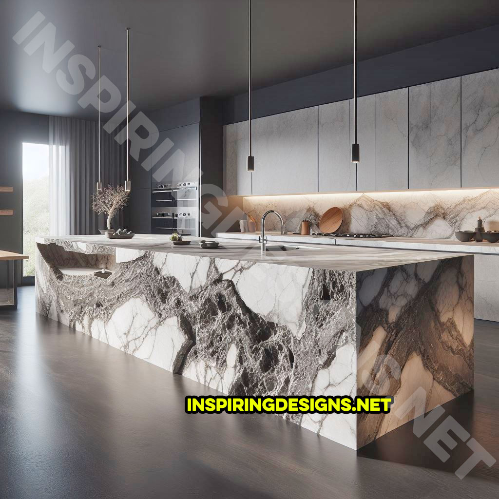 Giant raw stone kitchen islands