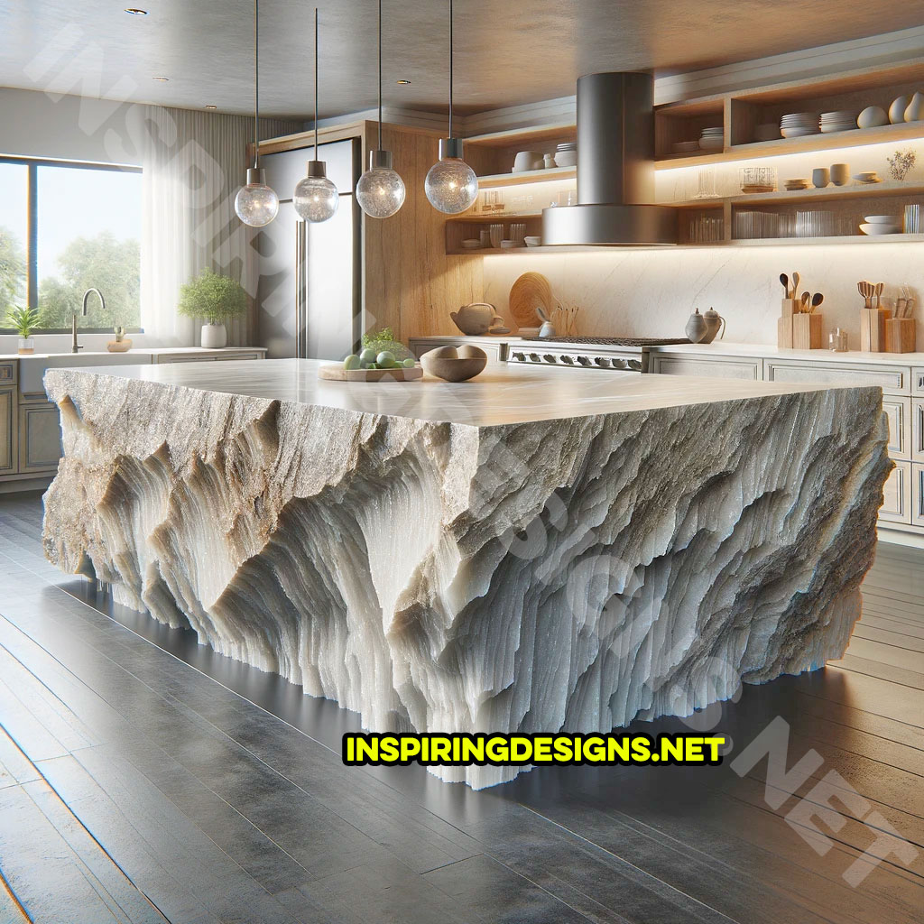 Giant raw stone kitchen islands