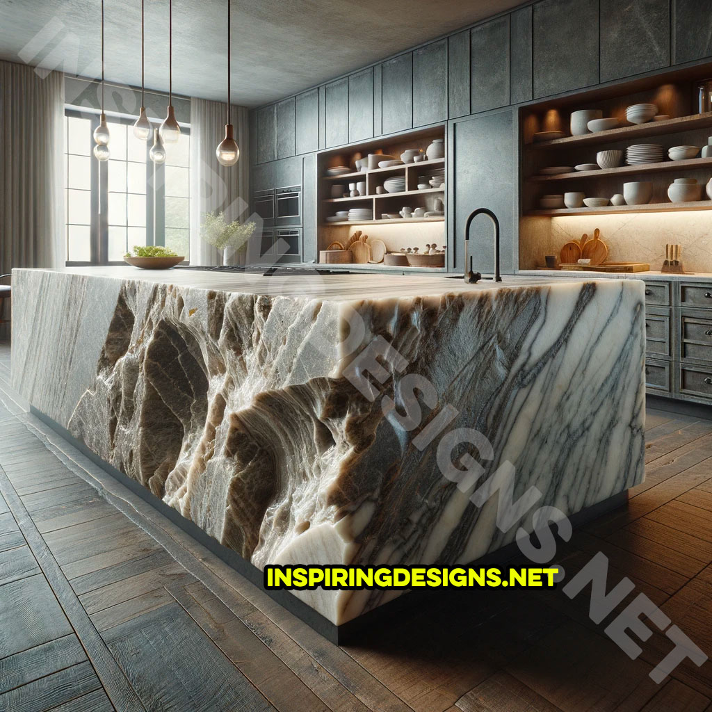 Giant raw stone kitchen islands