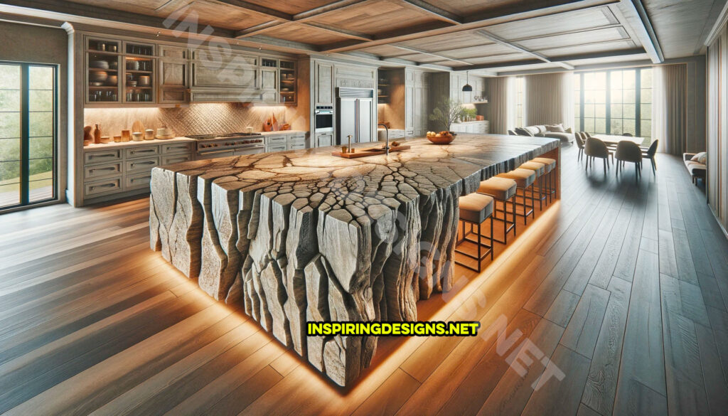 Giant raw stone kitchen islands