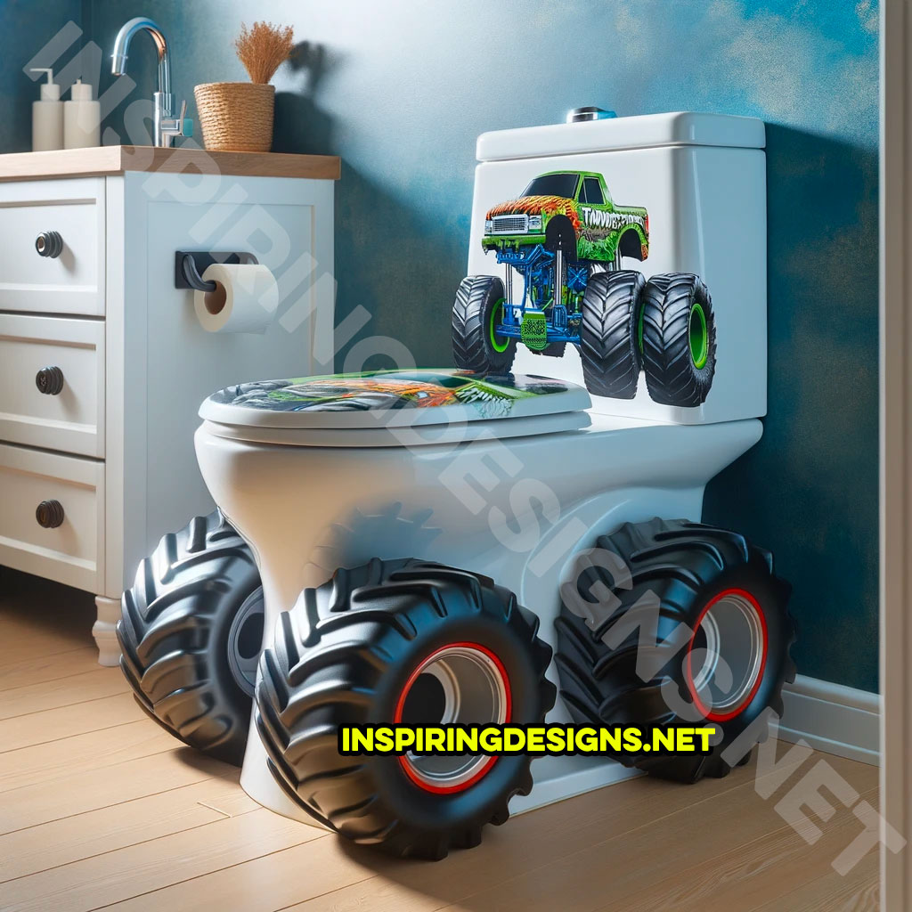 Kids monster truck shaped toilet