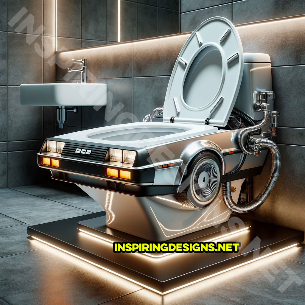 Delorean shaped toilet