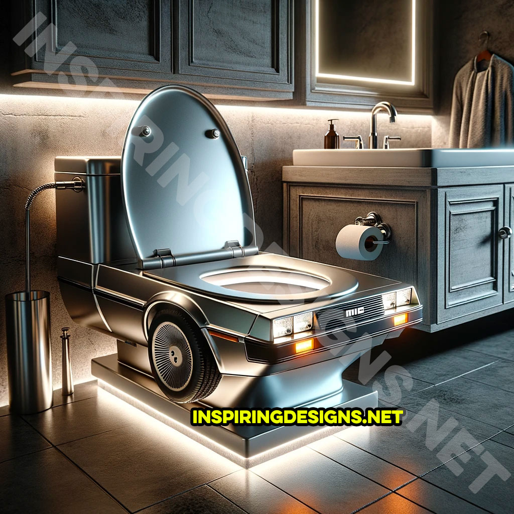 Delorean shaped toilet