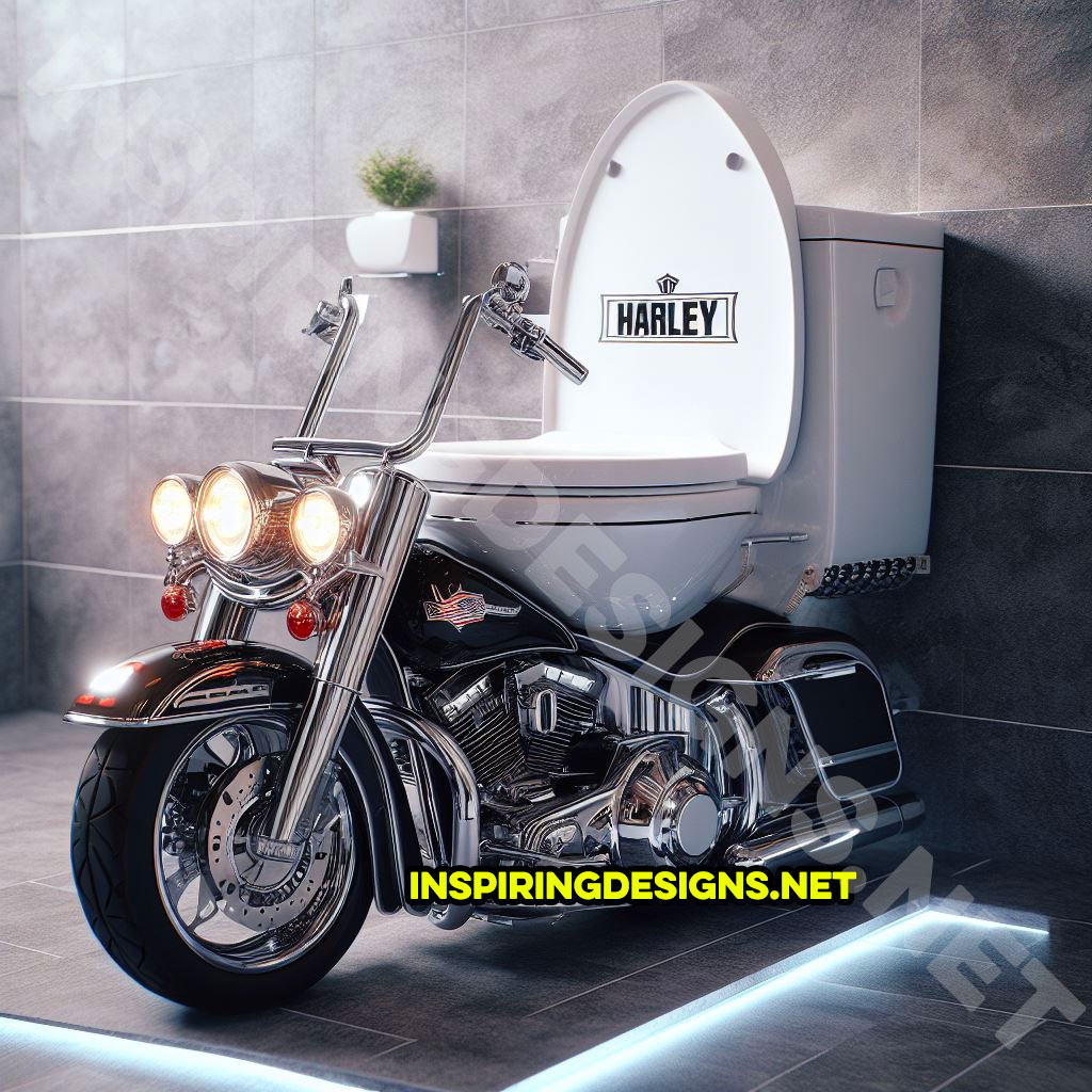 harley Davidson motorcycle shaped toilet