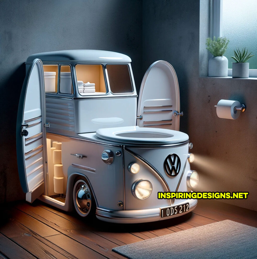 These Volkswagen Type 2 Bus Shaped Toilets Are the Ultimate Pit Stop for VW Lovers! Inspiring