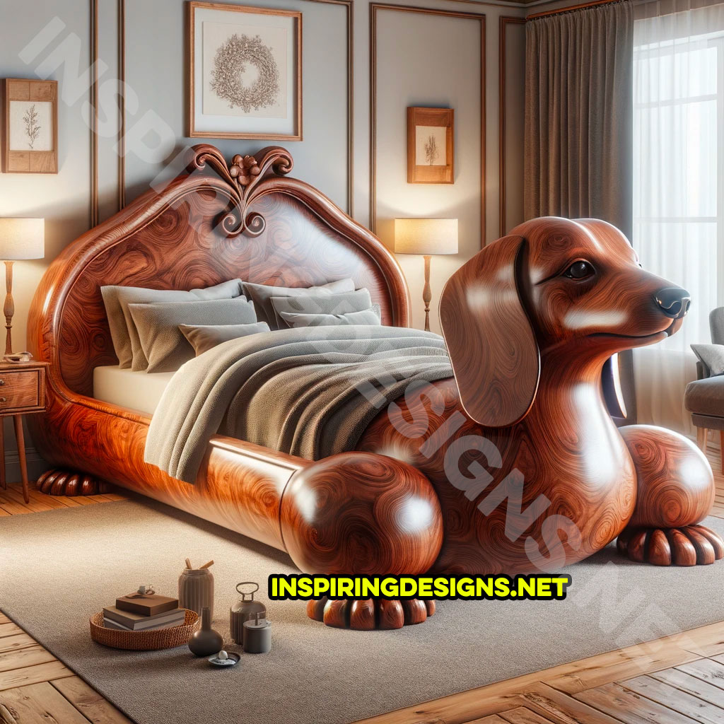 Dog shaped dachshund shaped bed frame design