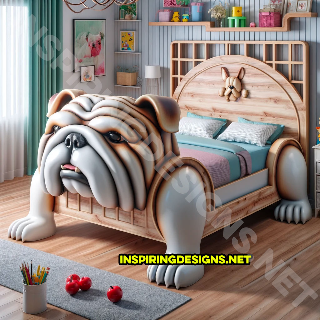 Dog shaped english bulldog shaped bed frame design