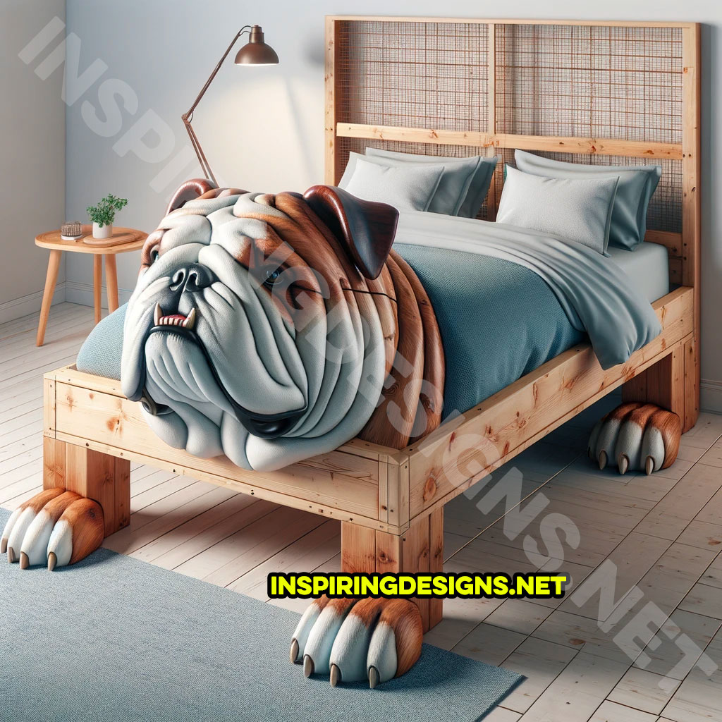 Dog shaped english bulldog shaped bed frame design