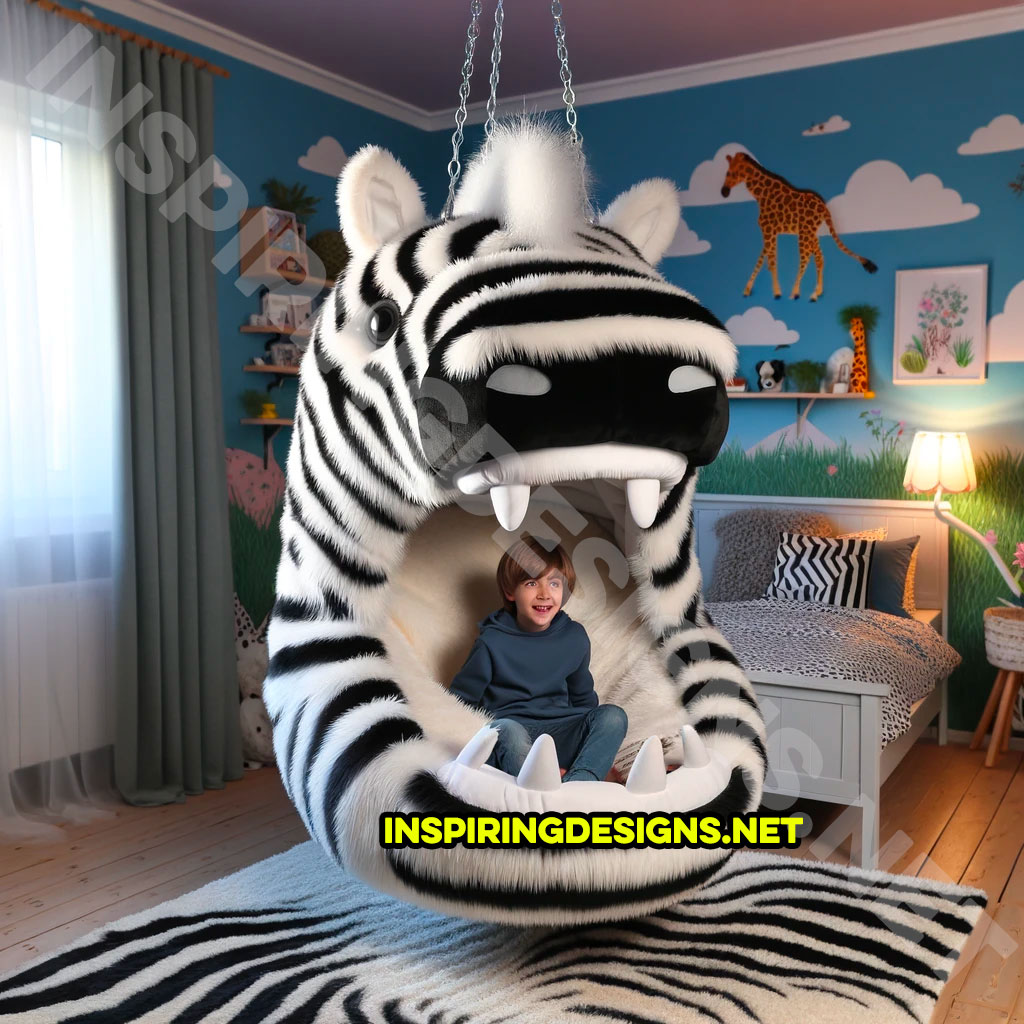 Hanging Animal Shaped Loungers - Hanging zebra kids lounger