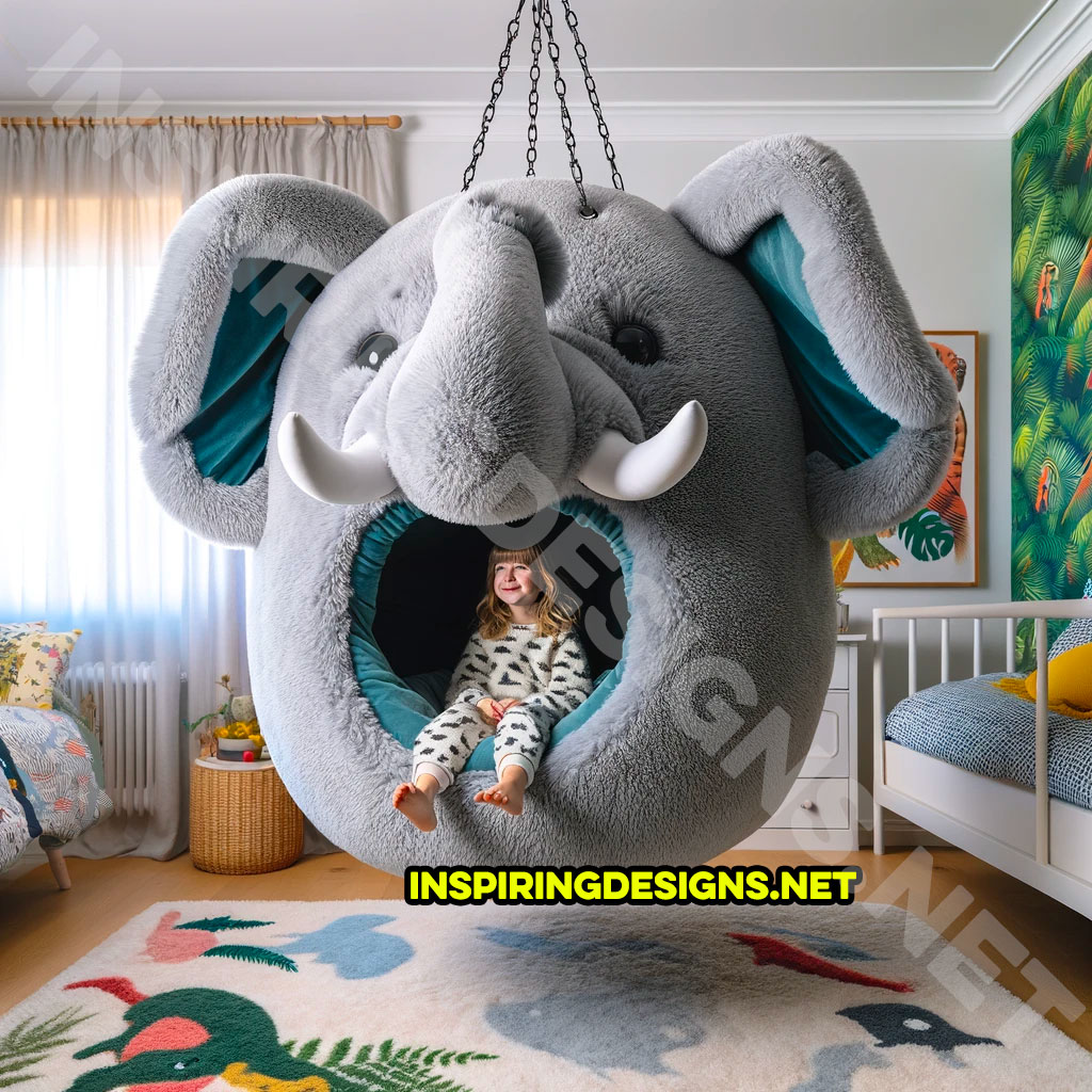 Hanging Animal Shaped Loungers - Hanging elephant kids lounger