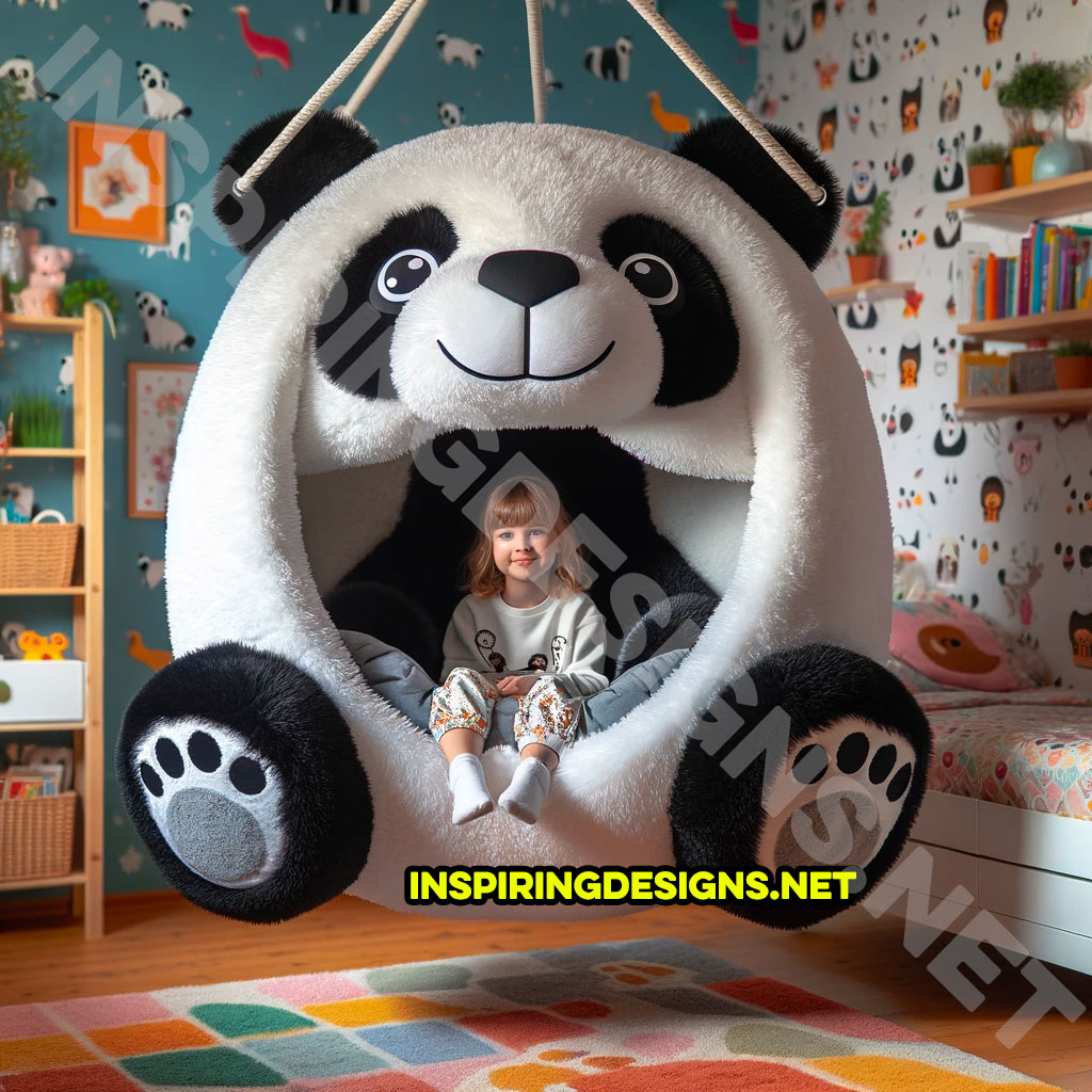 Hanging Animal Shaped Loungers - Hanging panda kids lounger