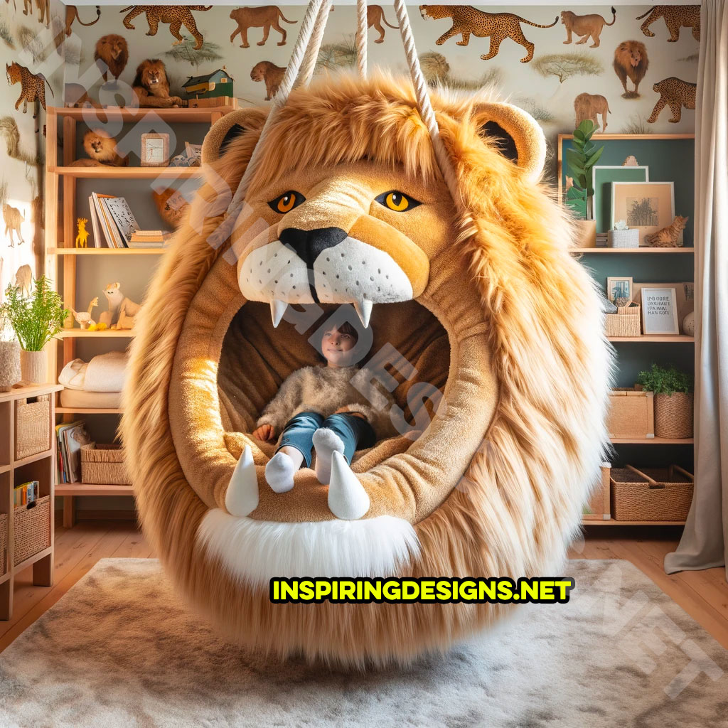 Hanging Animal Shaped Loungers - Hanging lion kids lounger
