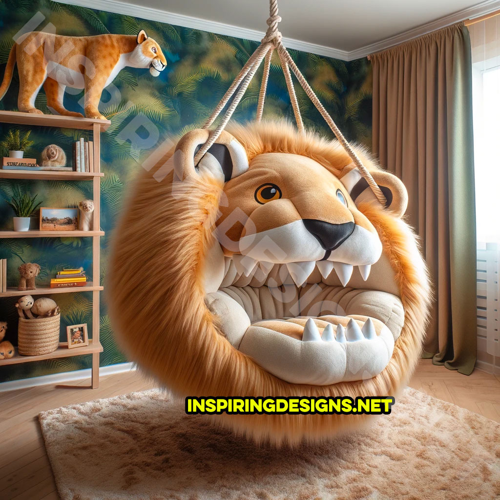 Hanging Animal Shaped Loungers - Hanging lion kids lounger