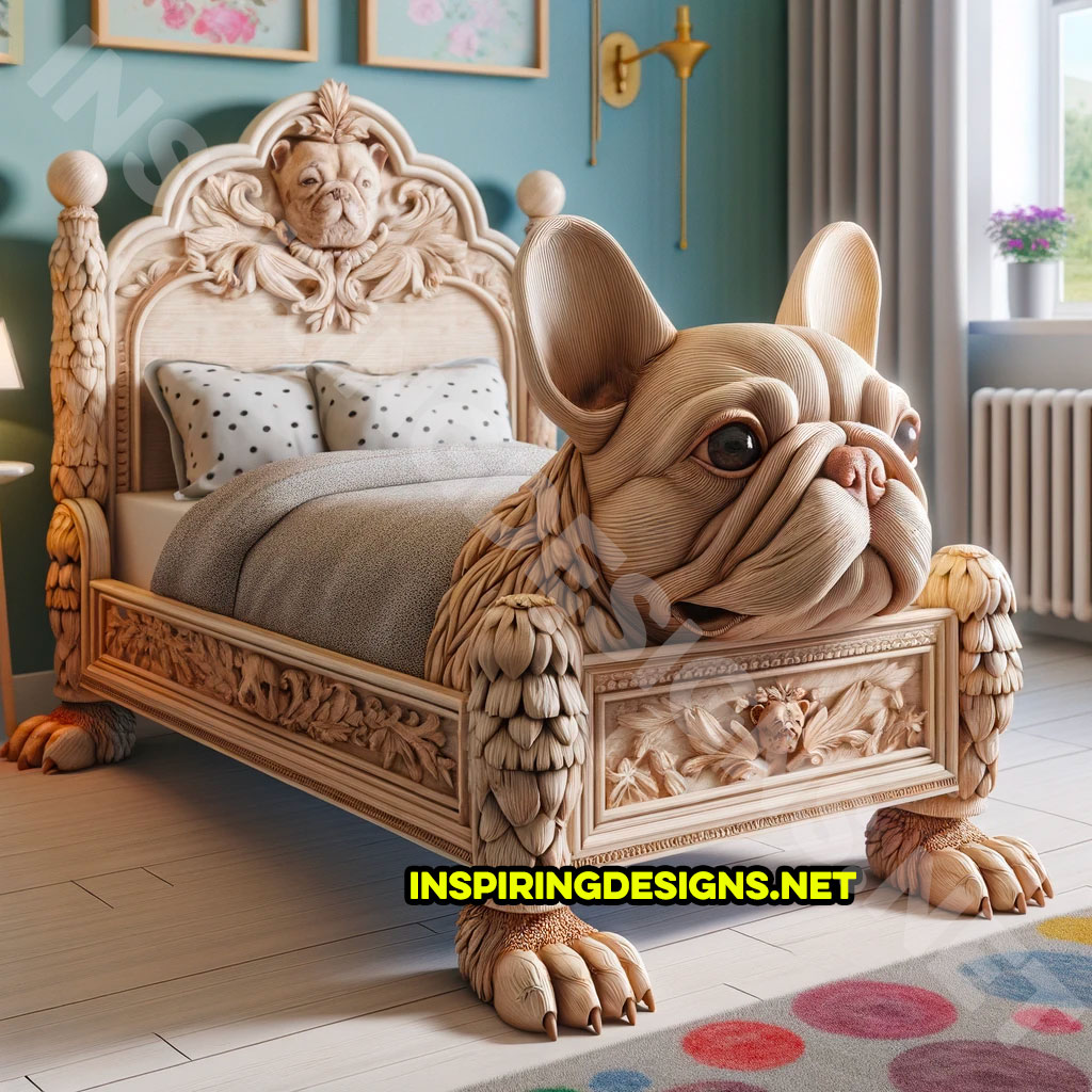 Dog shaped french bulldog shaped bed frame design