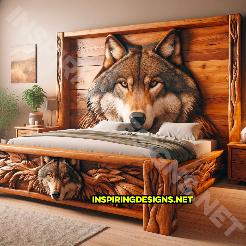 Dog shaped wolf shaped bed frame design