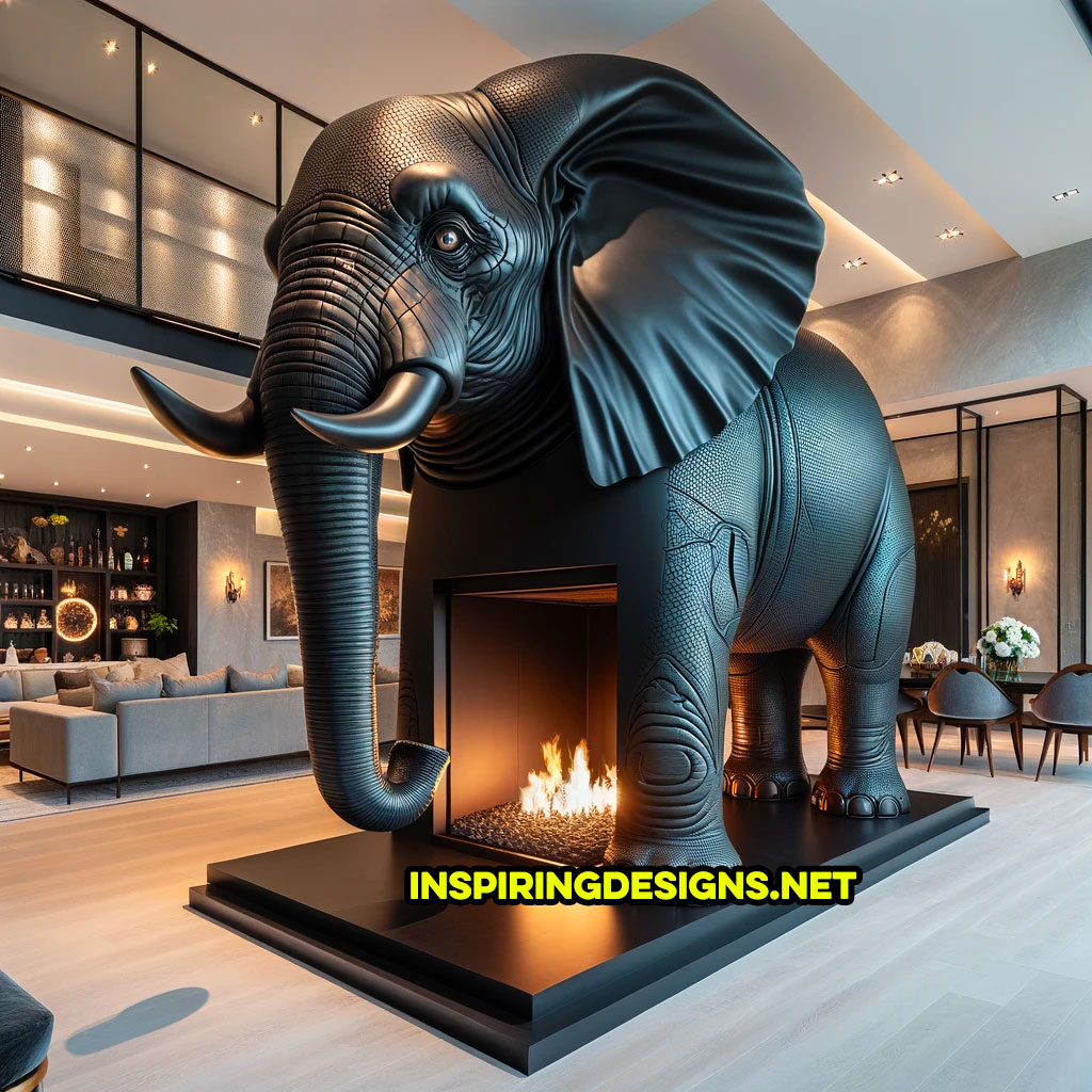 Giant elephant shaped fireplace