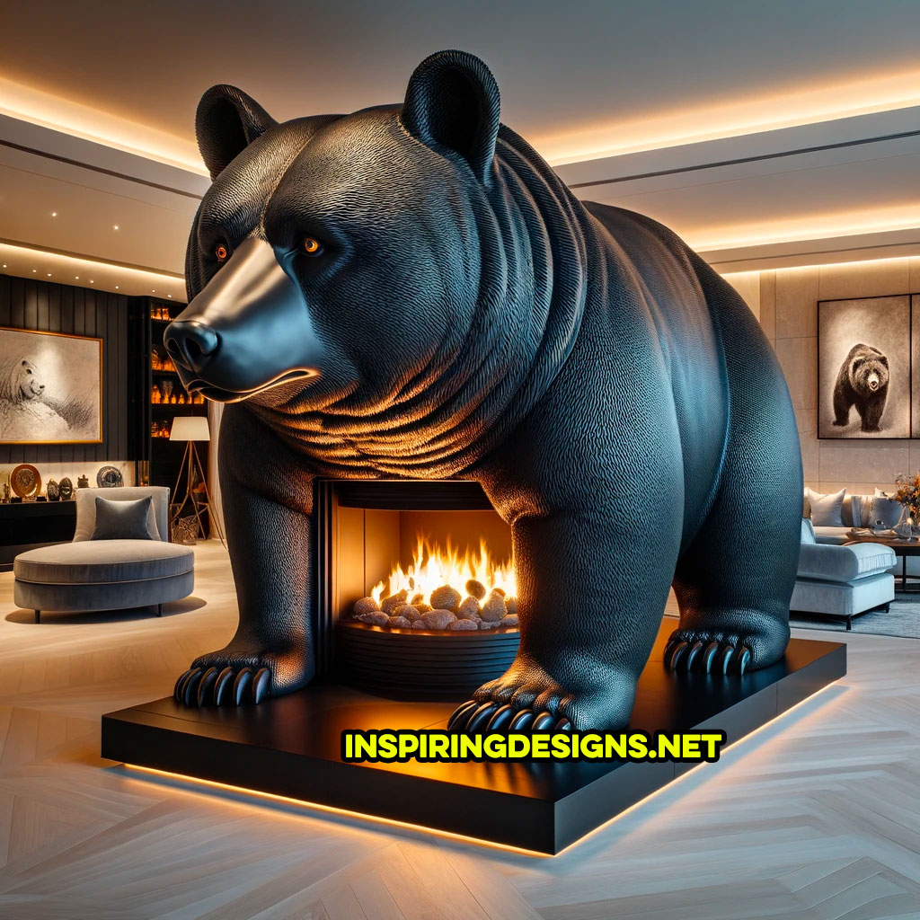 Giant bear shaped fireplace