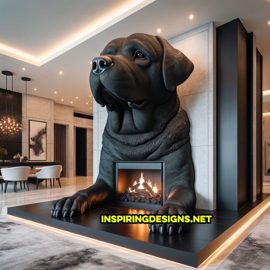 Giant labrador dog shaped fireplace