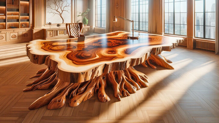 These Giant Wood Slab Desks Are the Epic Centerpiece Your Office Needs