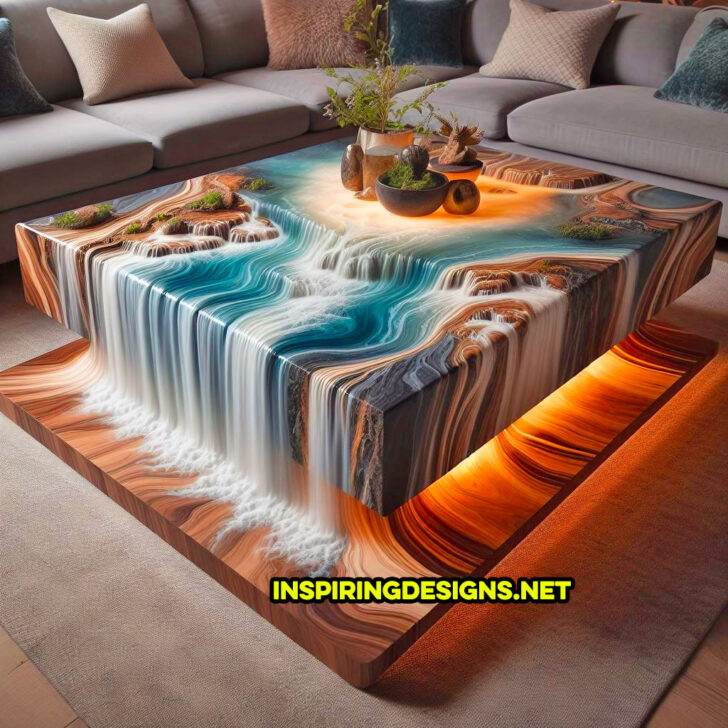 These Wood and Epoxy Waterfall Coffee Tables Will Make a Splash in Your ...