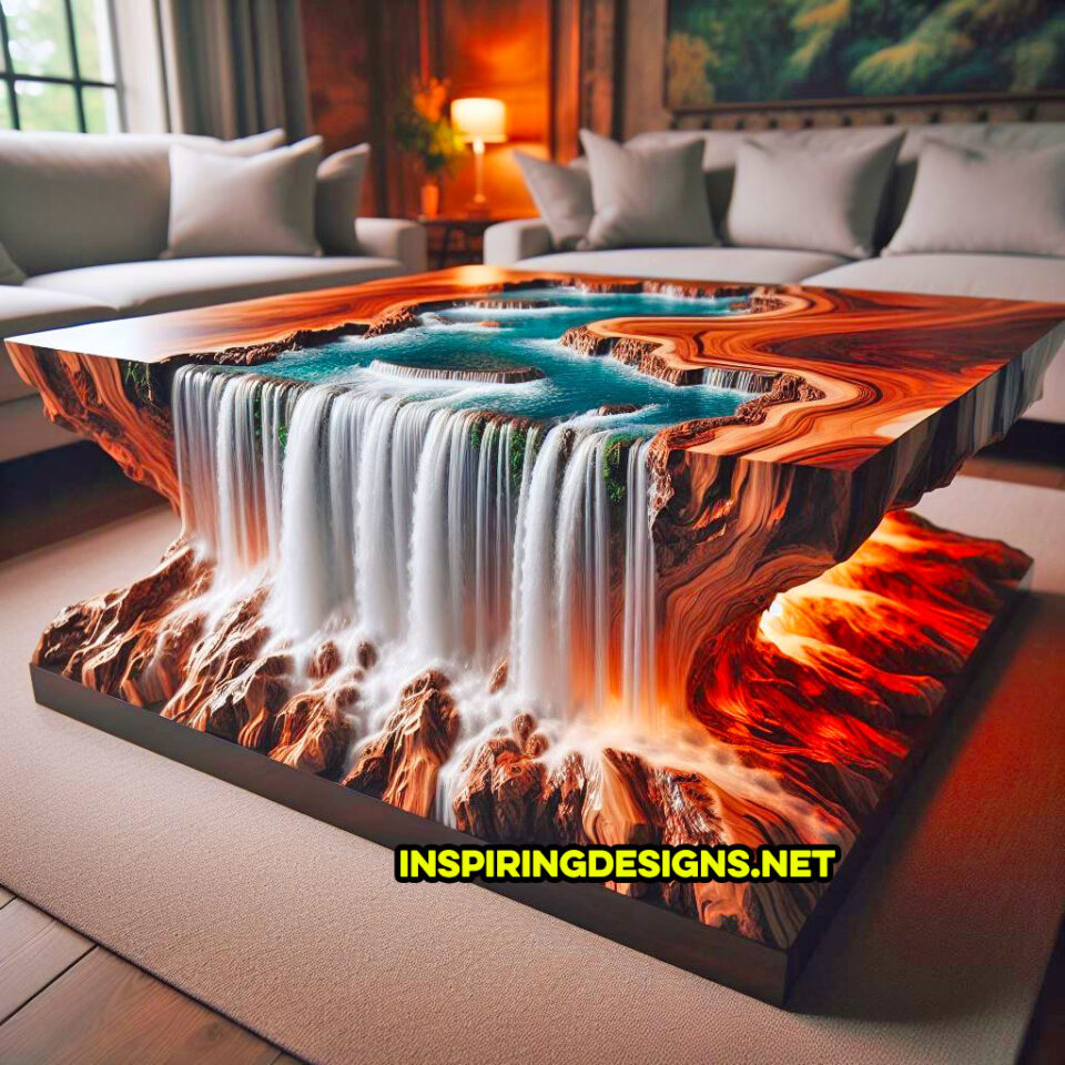 These Wood and Epoxy Waterfall Coffee Tables Will Make a Splash in Your ...