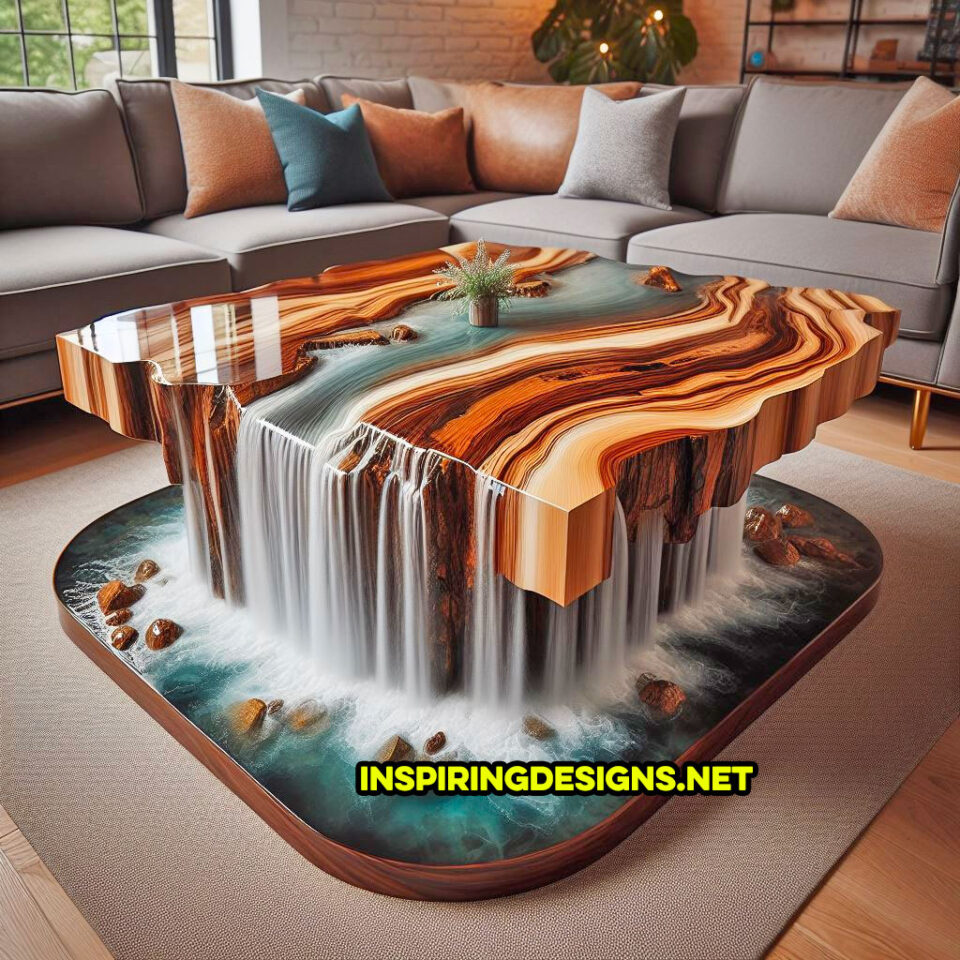 These Wood and Epoxy Waterfall Coffee Tables Will Make a Splash in Your ...