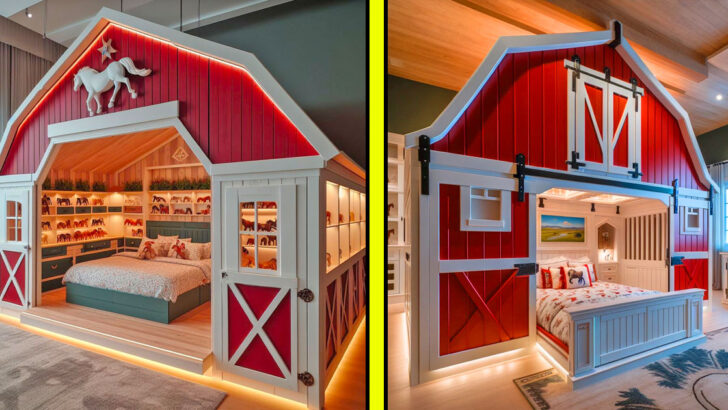 These Giant Barn Shaped Kids Beds Have Stables For Their Toy Horses